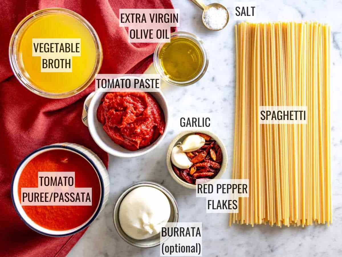 Ingredients for Spaghetti all'Assassina