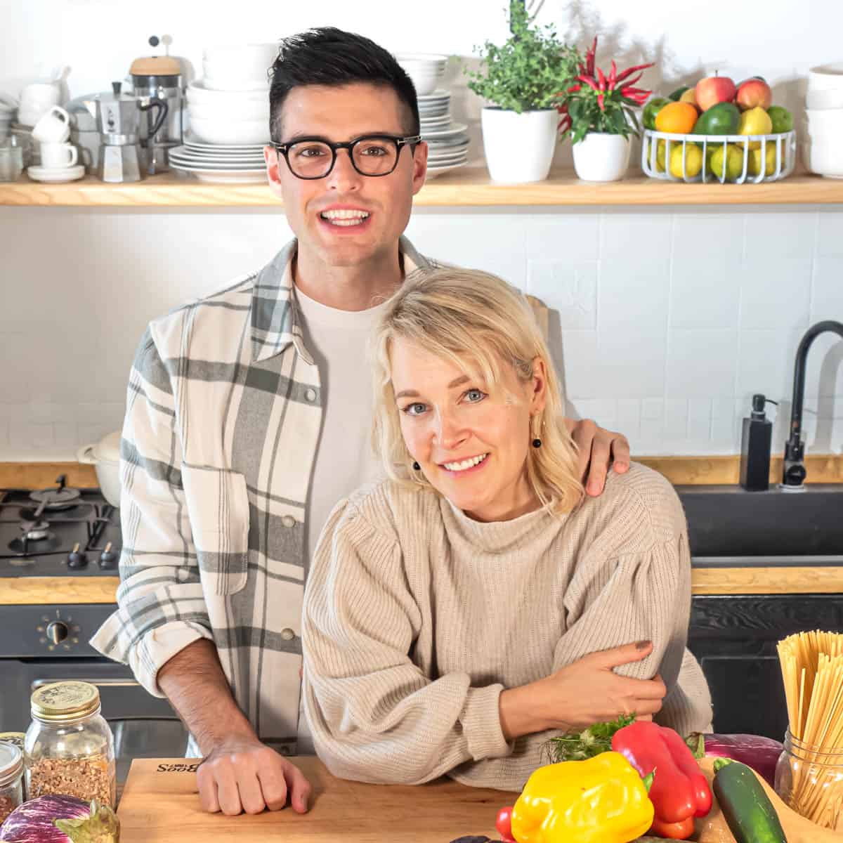 Nico and Louise in their kitchen in Italy