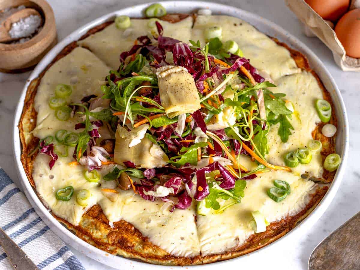 Frittata with artichoke salad