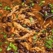 Easy black bean chicken soup with cilantro and lime.