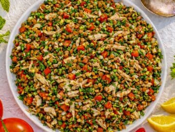 Step 3 Mixed Mediterranean chicken lentil salad ready to taste and adjust seasoning
