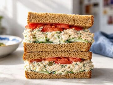 Step 3 Cottage cheese chicken salad served in a sandwich.
